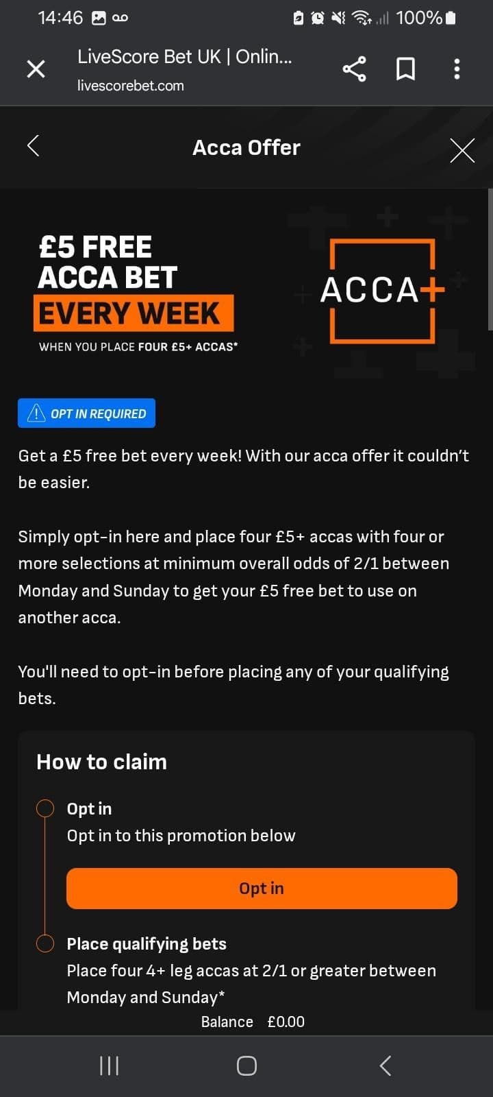 £5 Free Acca Bet