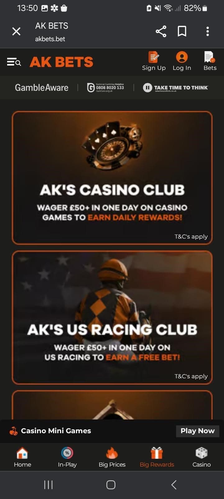 AK’s Casino Club rewards 