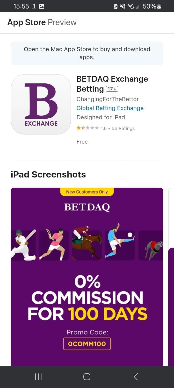 BETDAQ App for iOS 