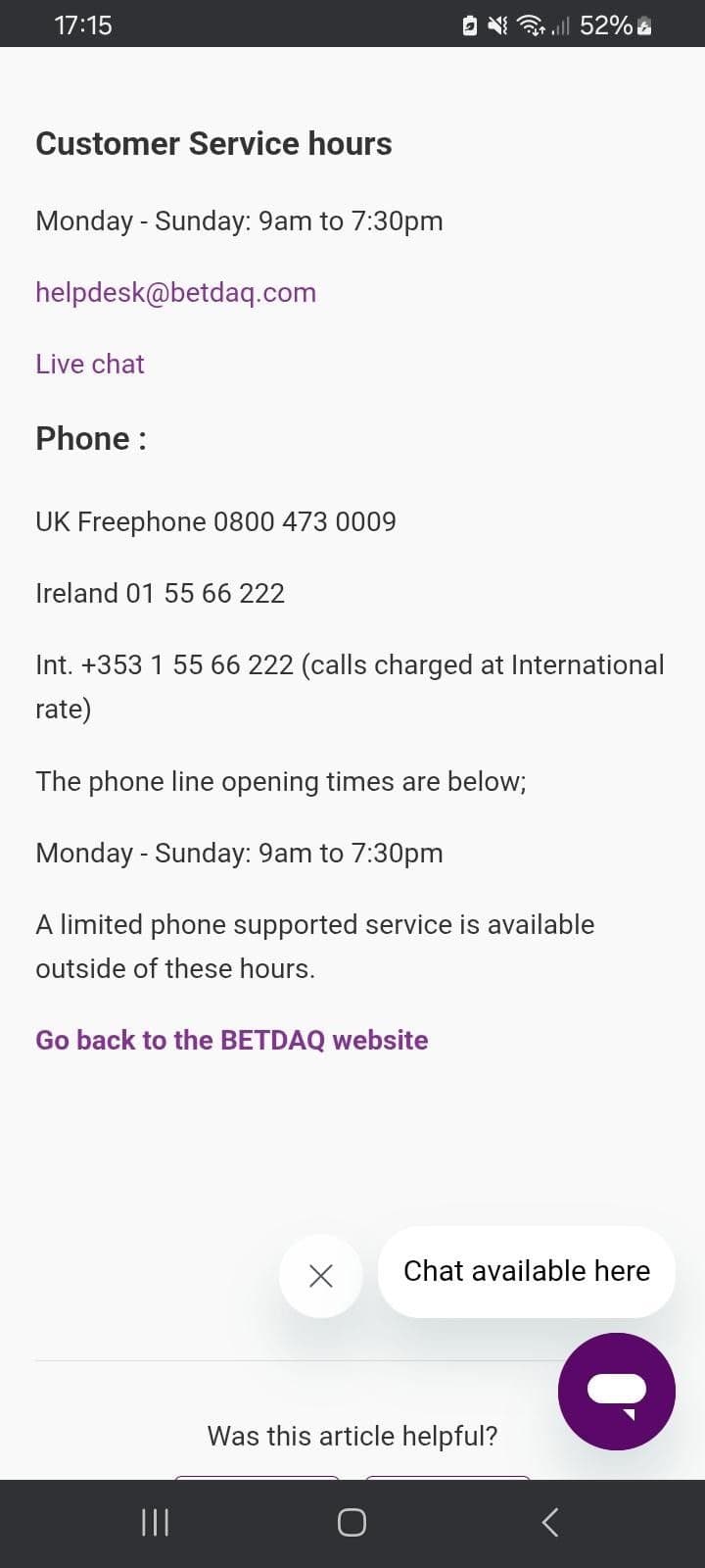 BETDAQ Support 