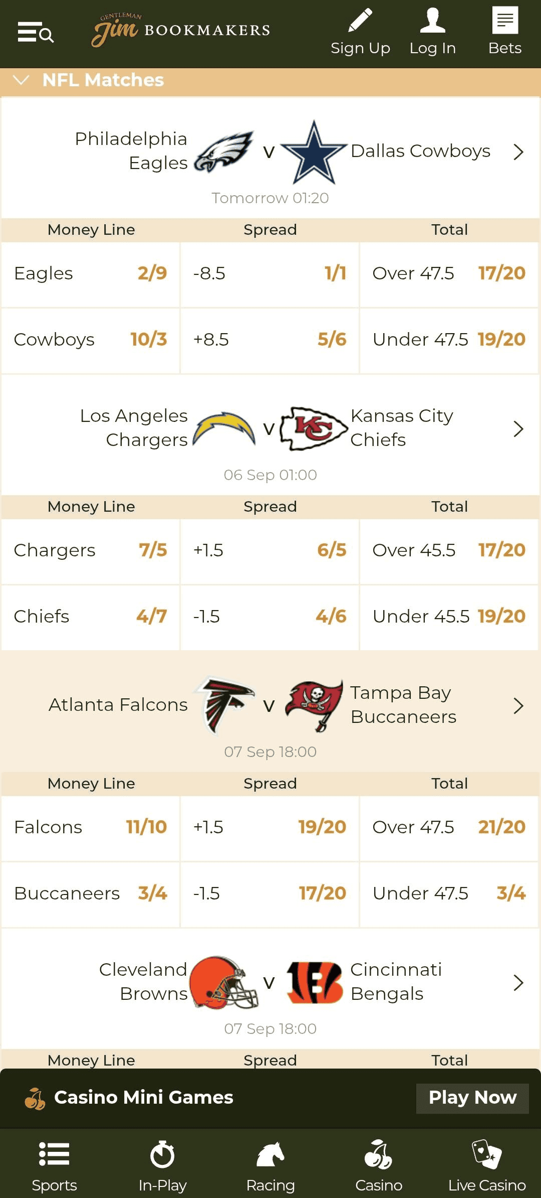 Betting Markets at Gentleman Jim 