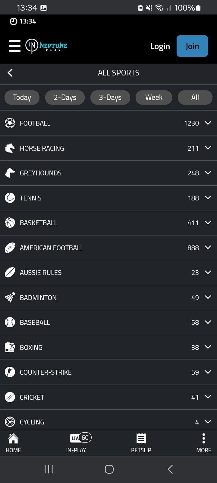 Betting Markets at Neptune Play