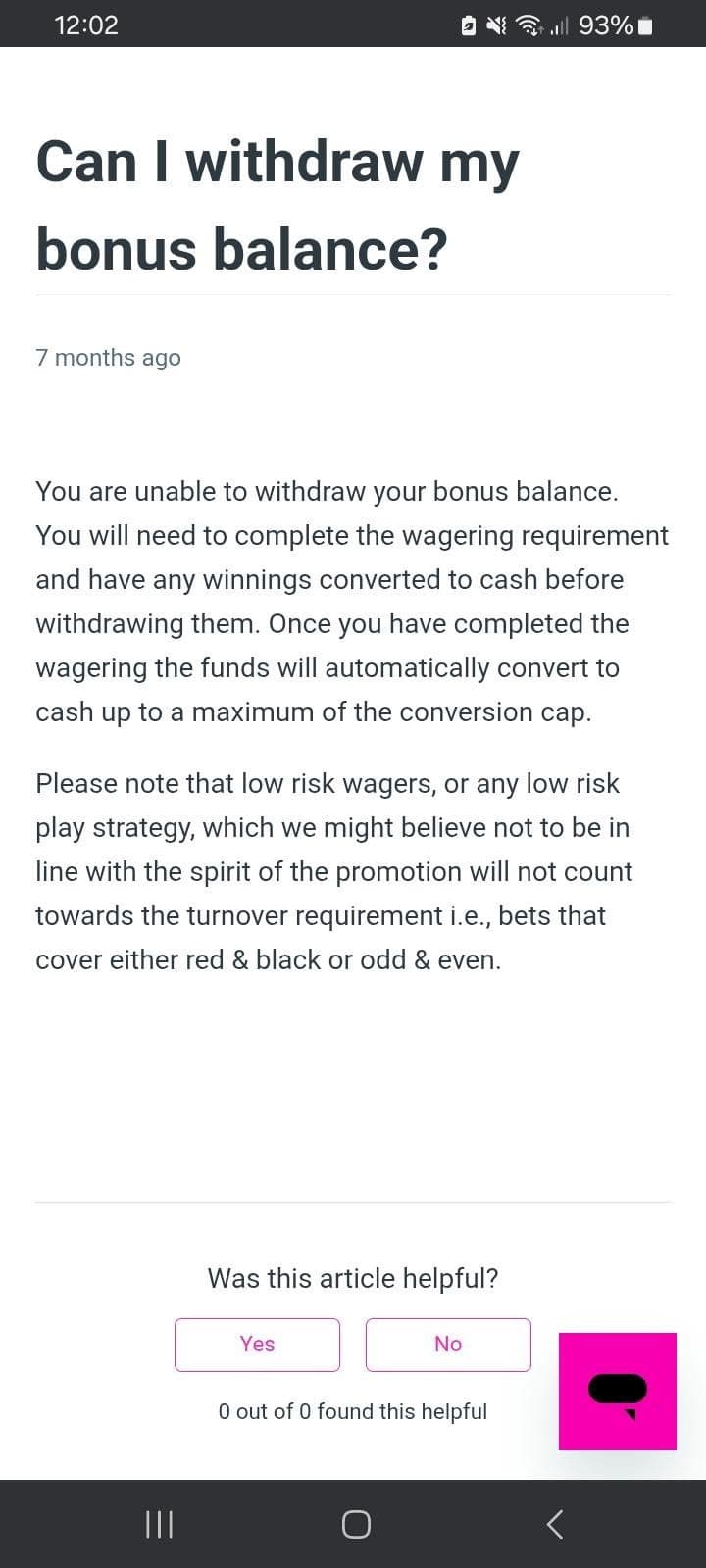 Bonus Winnings