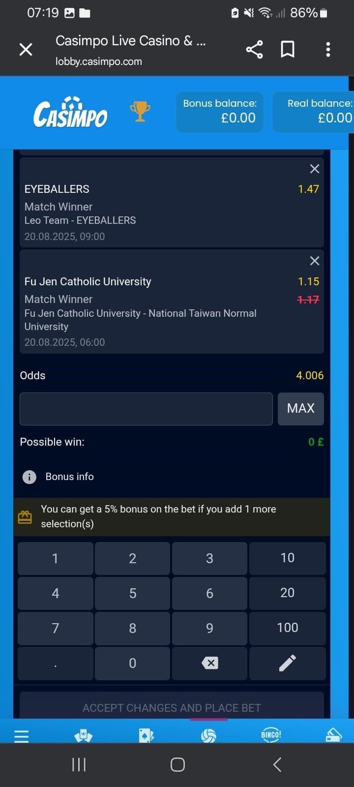 Casimpo Esports Odds
