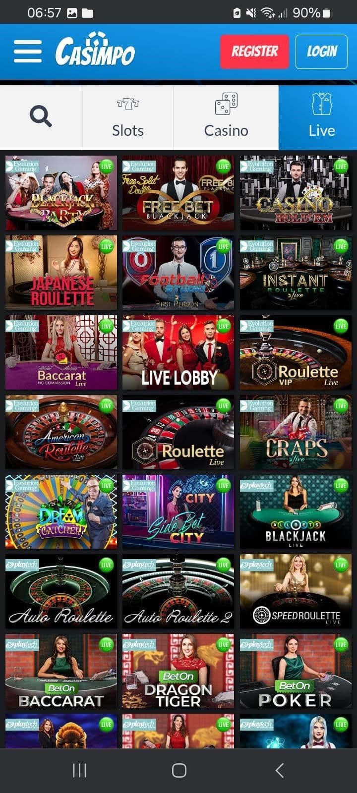 Casimpo Live Dealer Games