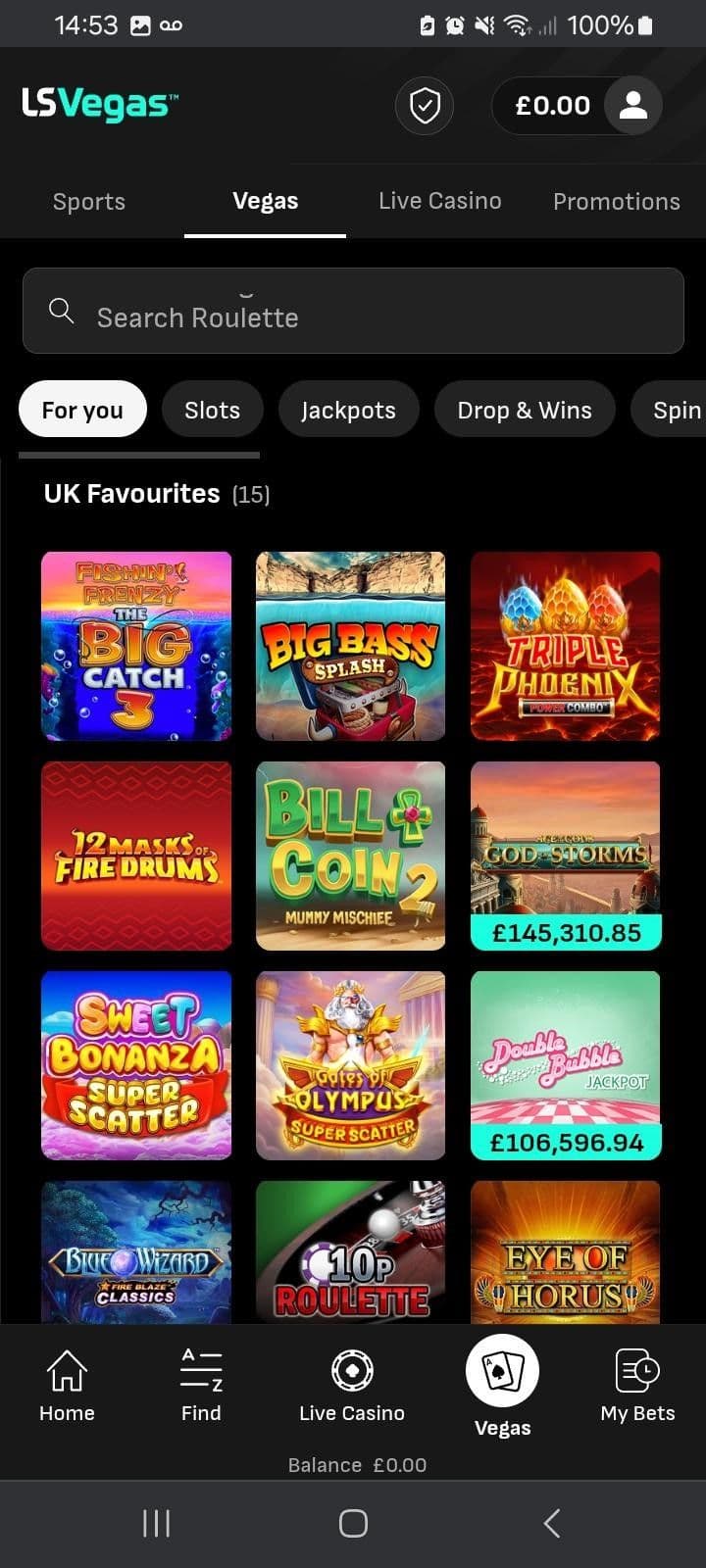 Casino Game Selection livescore