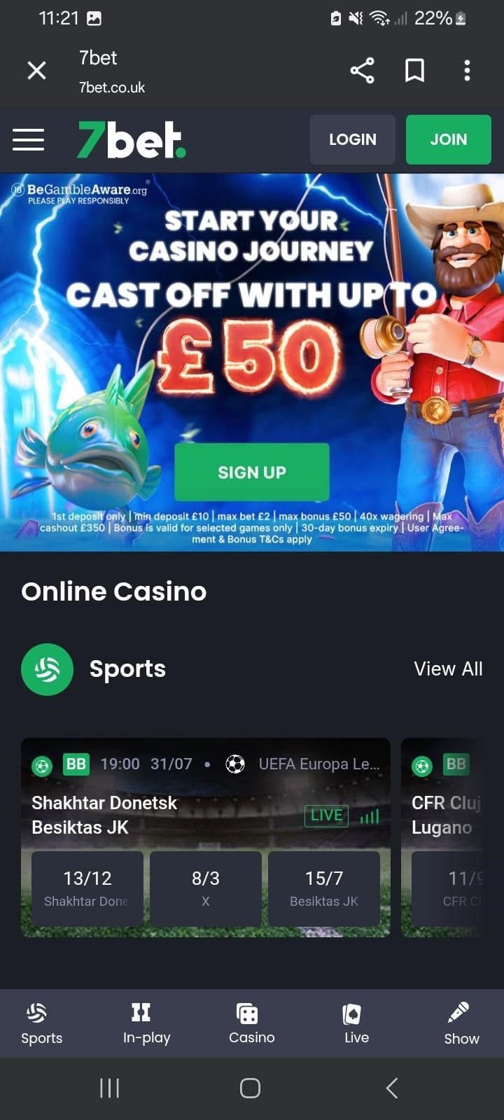 Casino players will find a 100% deposit match 