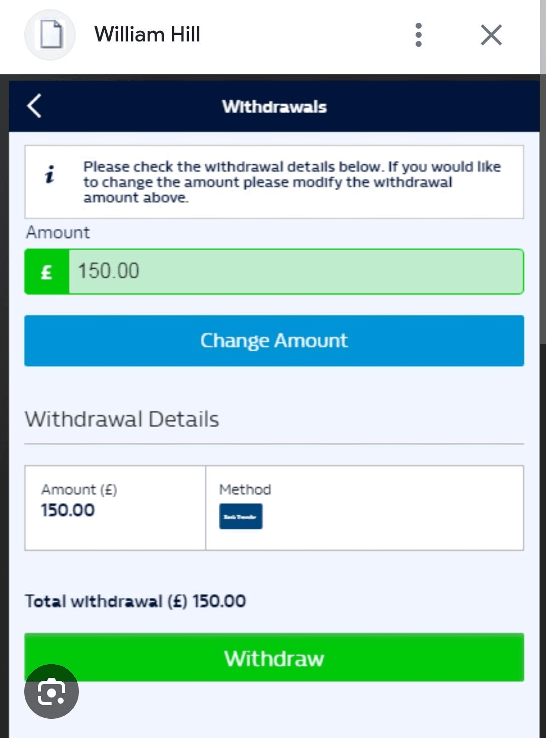 Choose Withdrawal Method