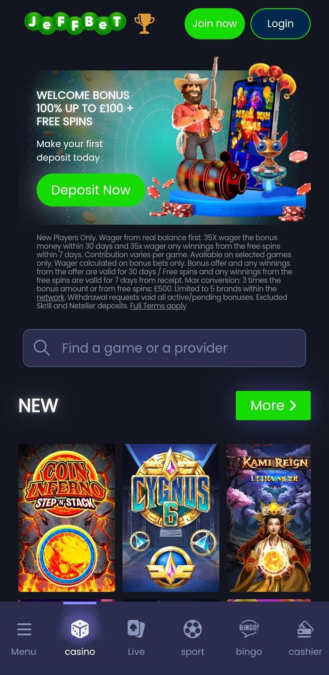 Choose a UK‑licensed casino (we recommend Jeffbet).