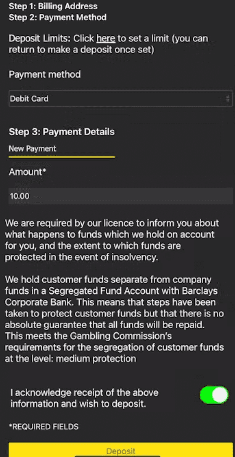 Choose from Betgoodwin payment option