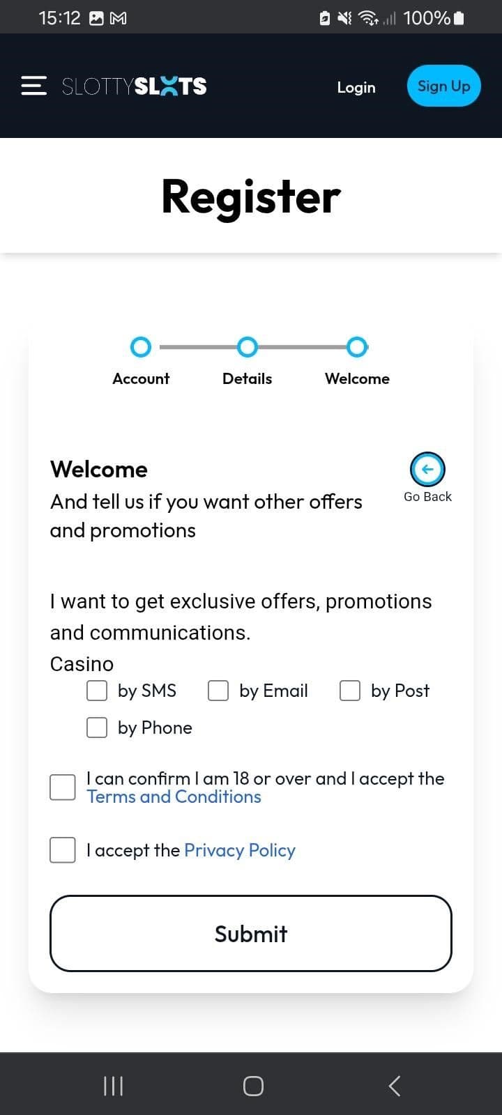 Choose your marketing preferences Slotty Slot