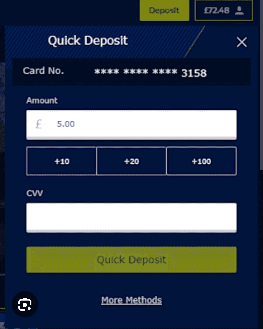 Choose your preferred deposit method..