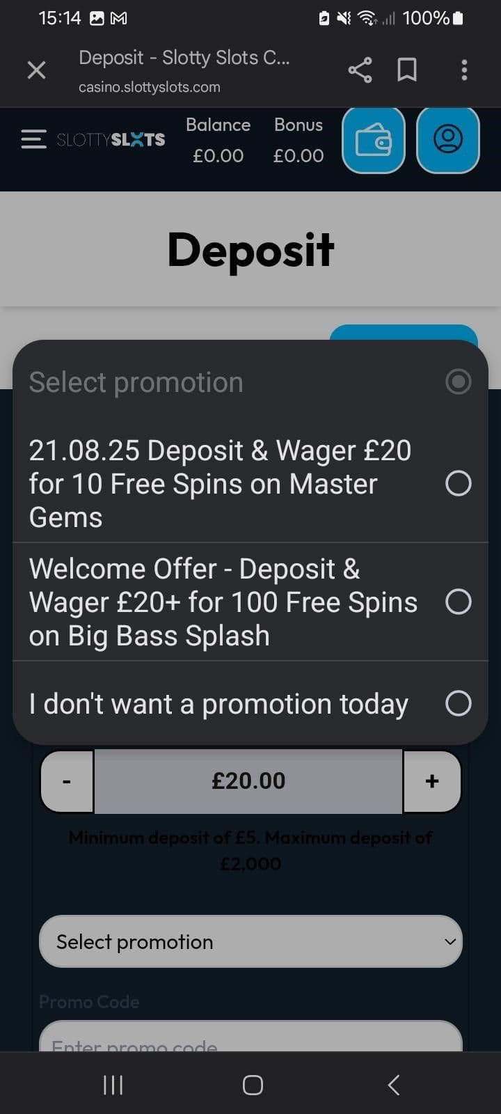 Choose your welcome bonus Slotty Slot