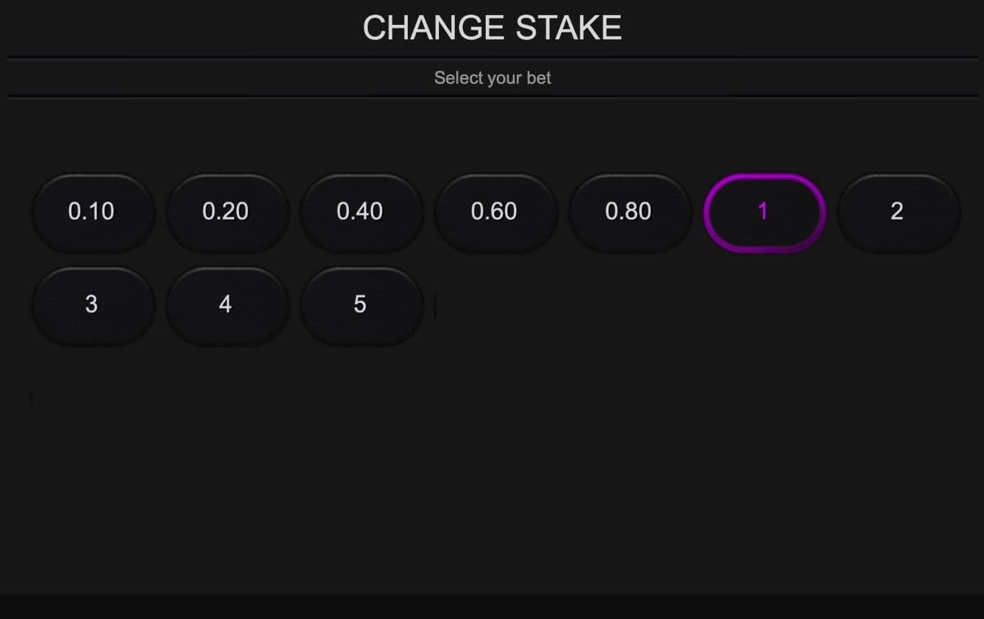 Click on the coin icon and select your stake