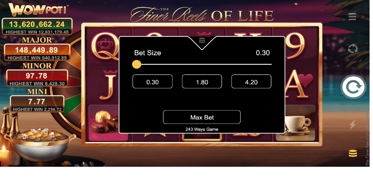 Click on the coins icon to set your stake