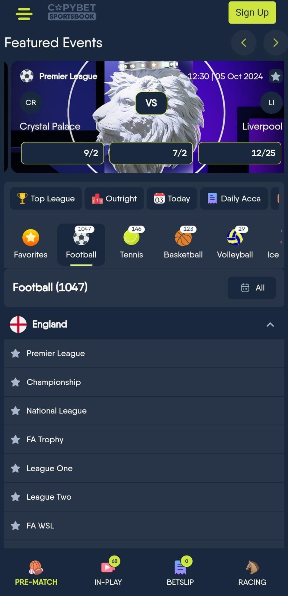 Betting with CopyBet Mobile App