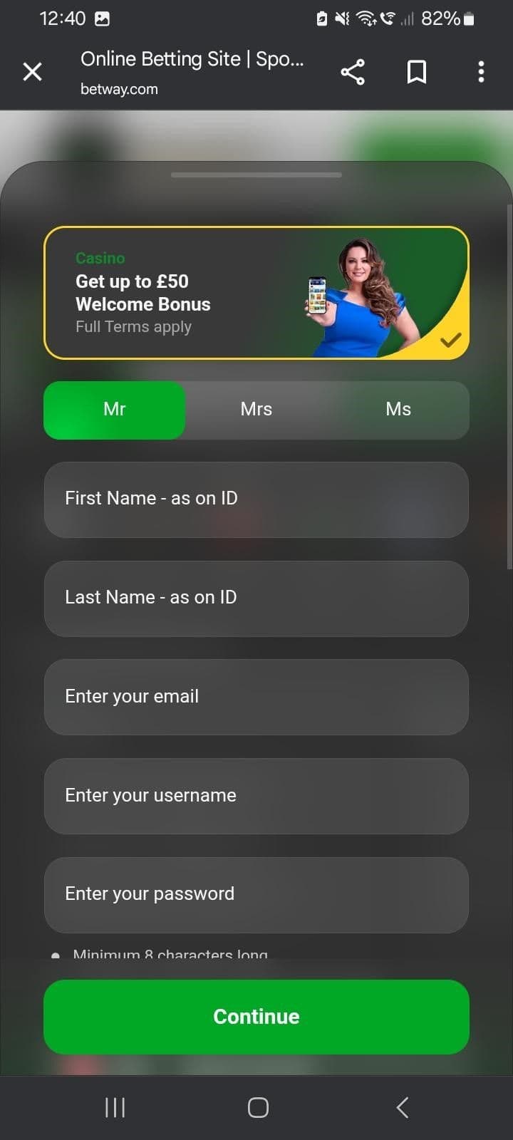 Create an account and complete identity verification.