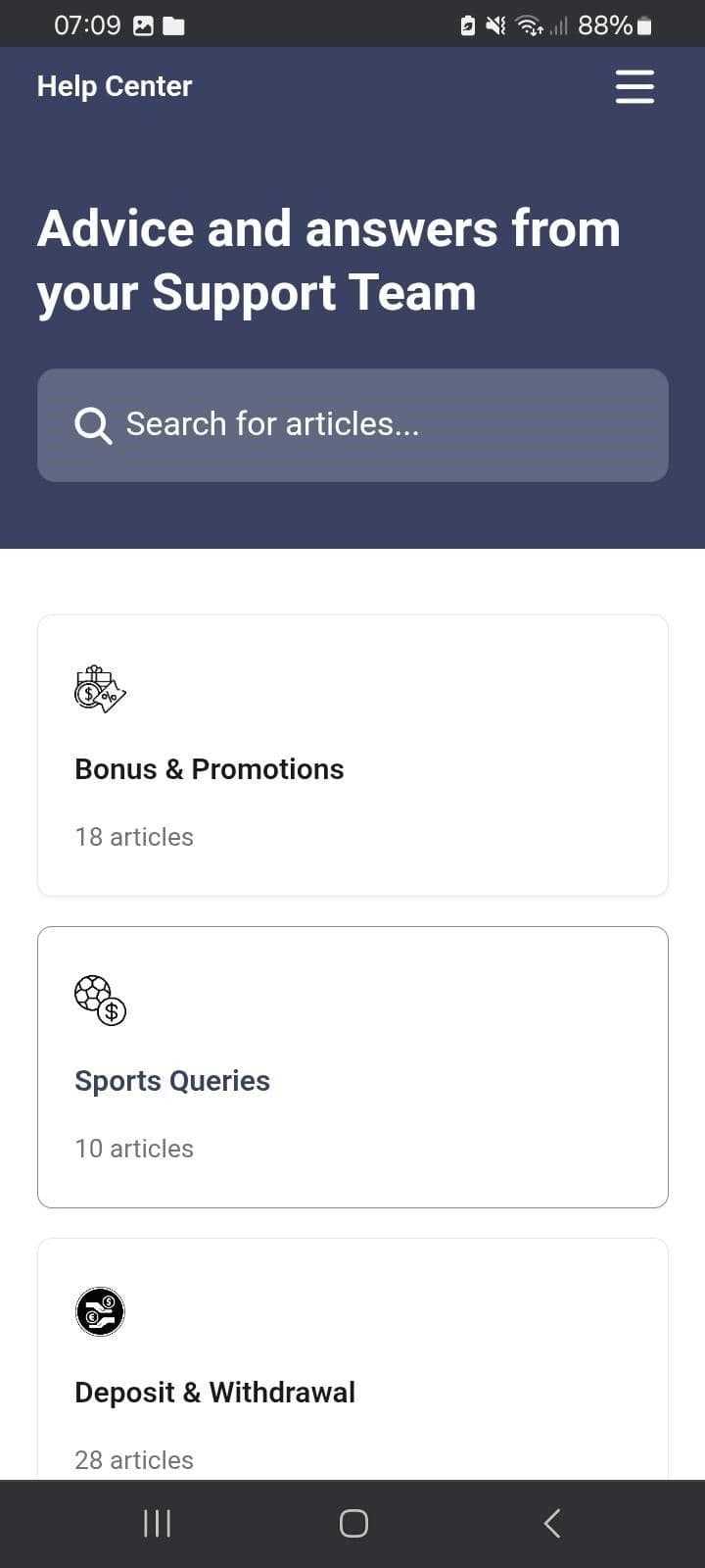 Customer Support Casimpo