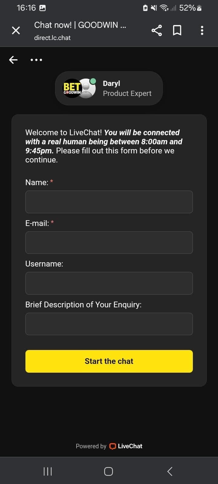 Customer Support betgoodwin