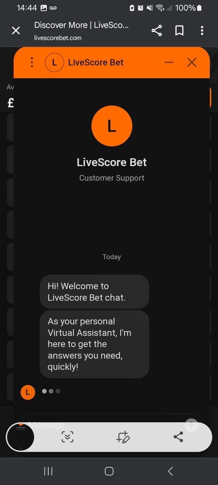 Customer Support livescore
