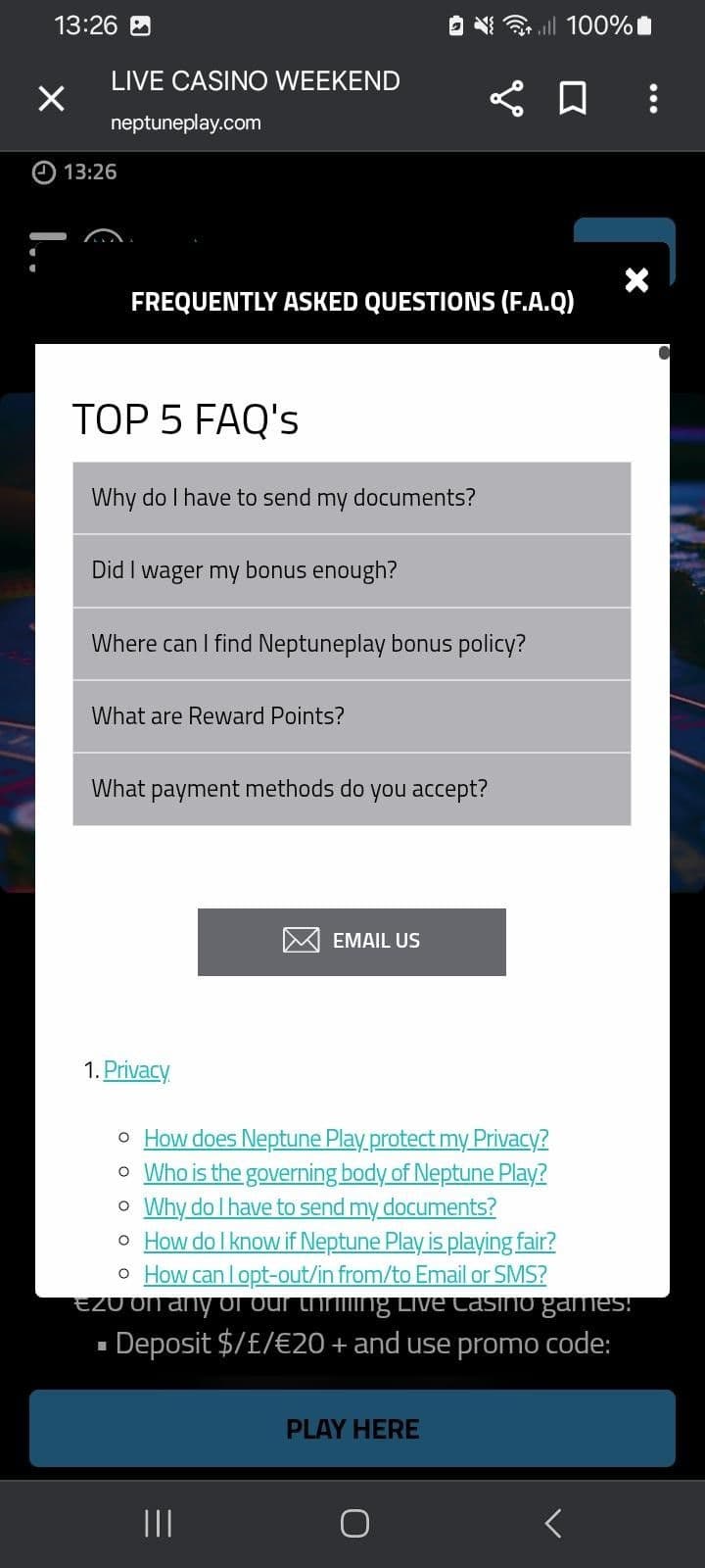 Customer Support neptune play