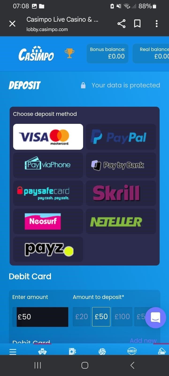 Deposit and claim bonus.