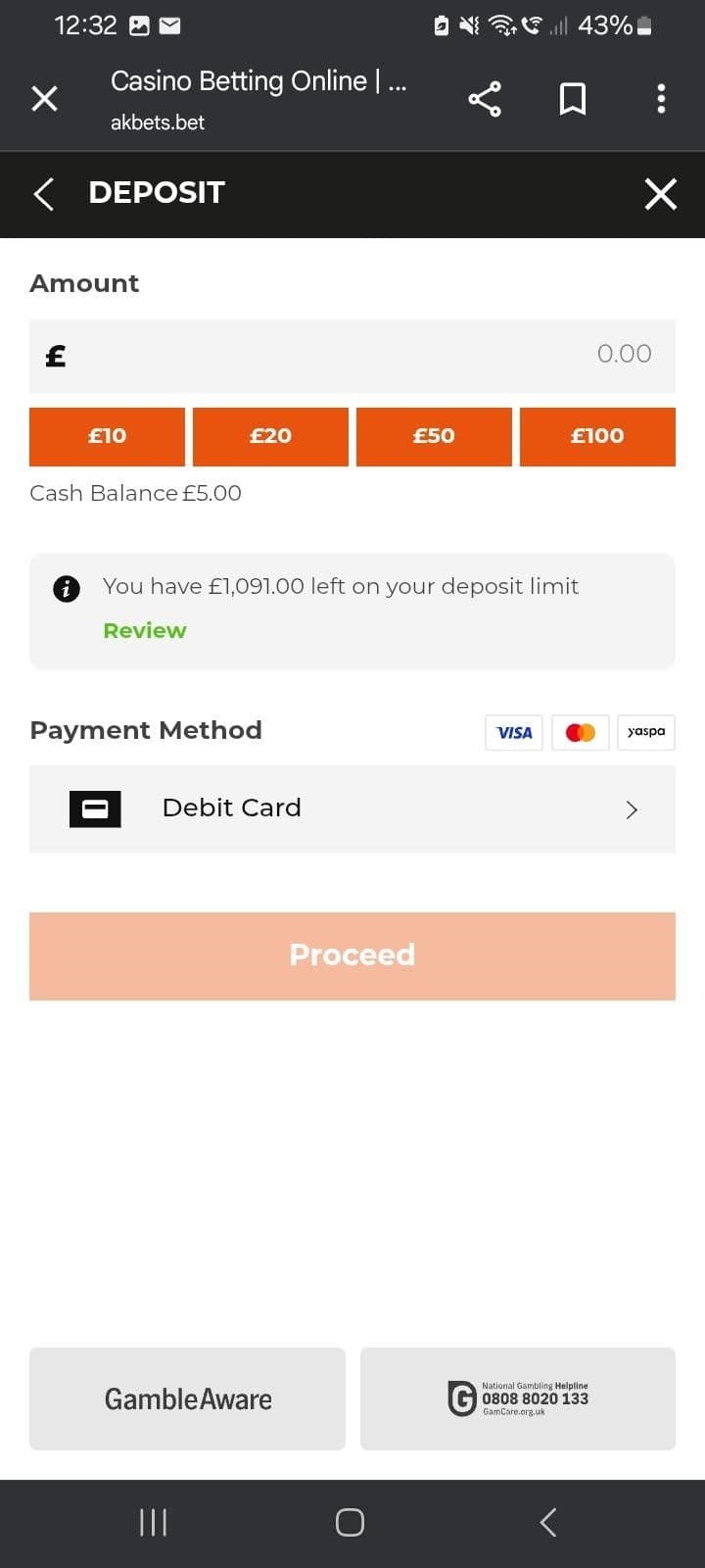 Deposit funds in GBP