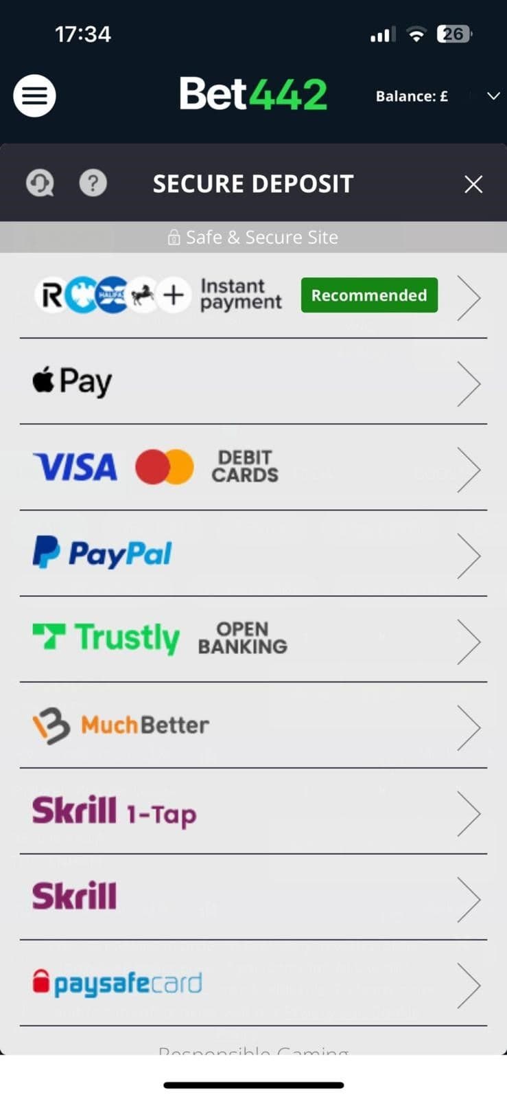 Deposits & Withdrawals via the App