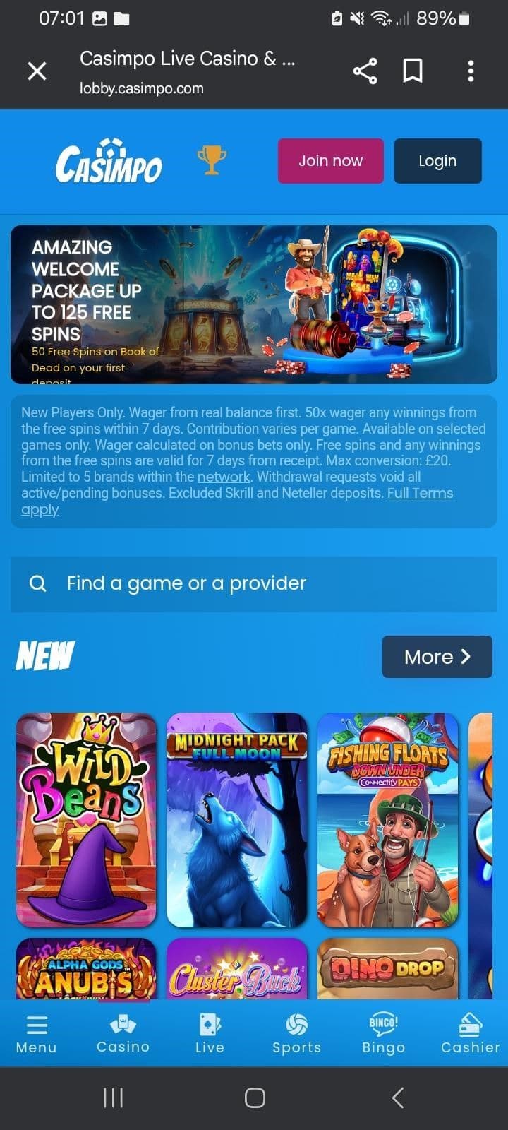 Download the Casimpo app 