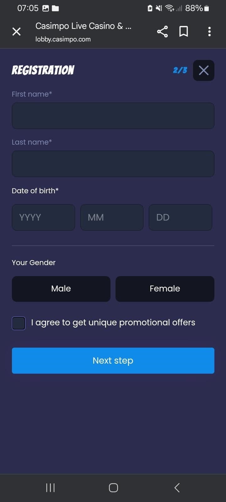 Enter details