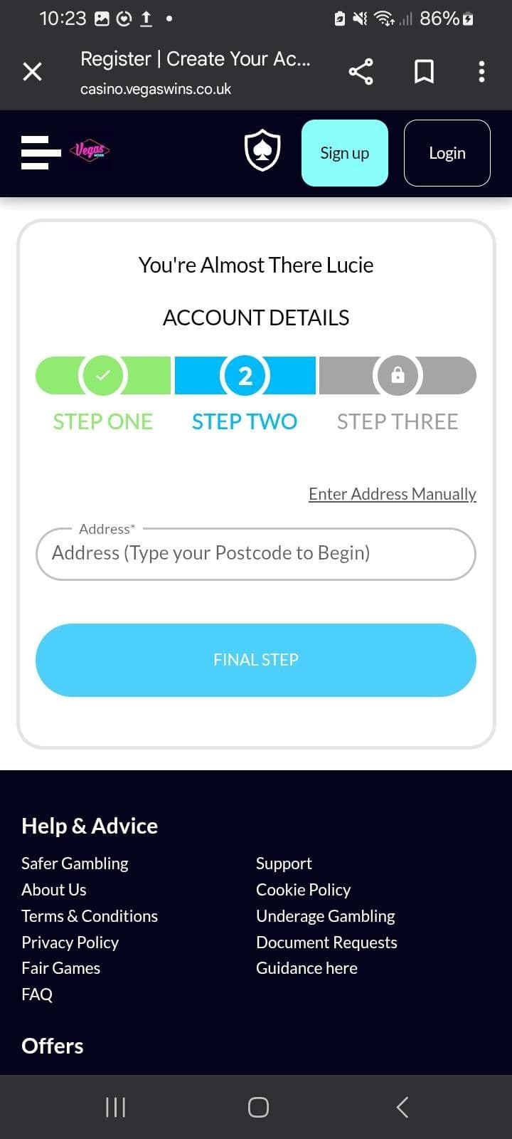 Enter your address VegasWins