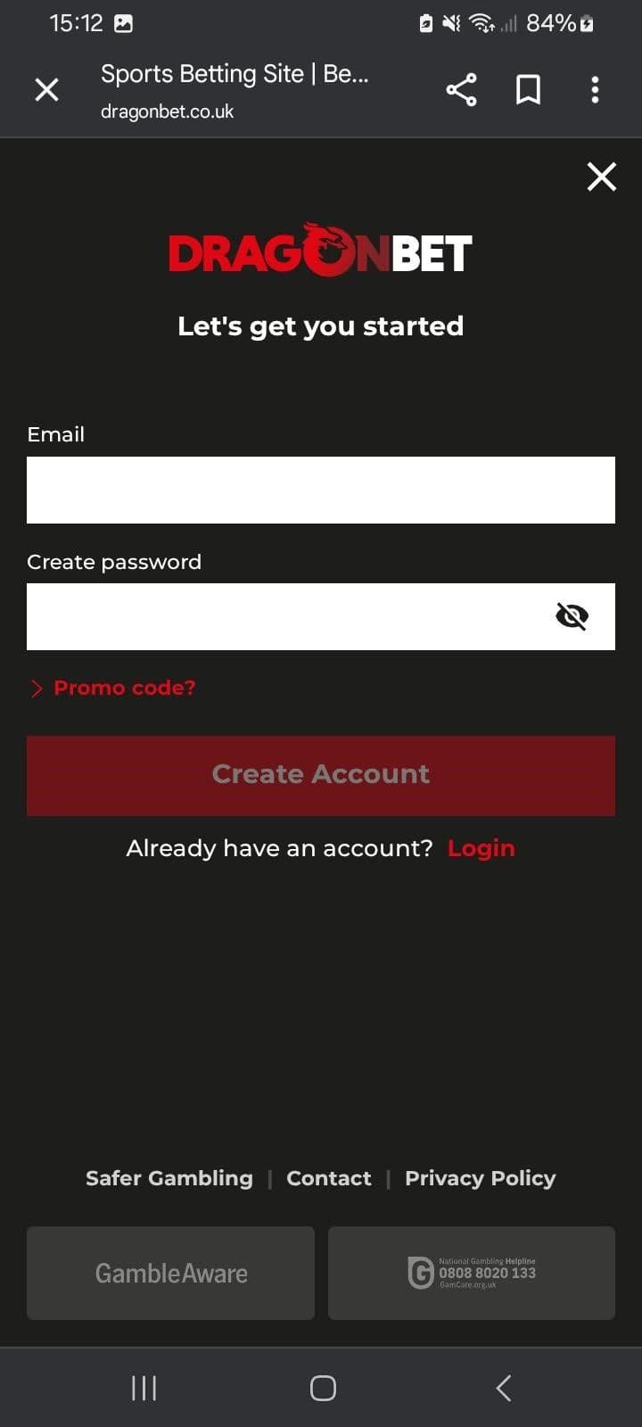 Enter your email and create a password.