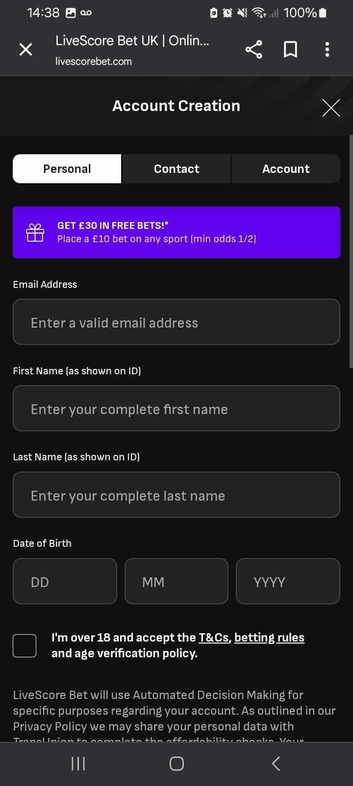 Enter your personal details