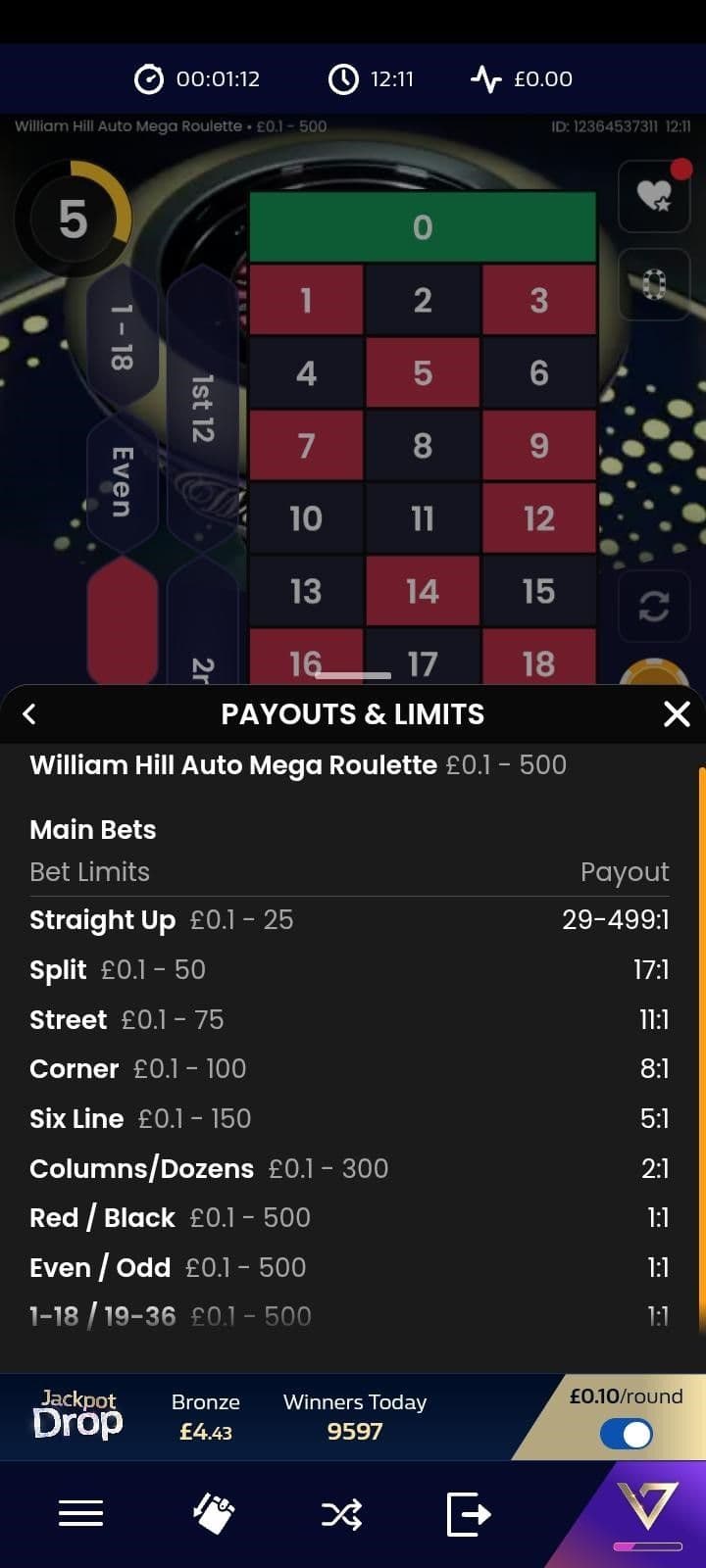 Familiarise yourself with the paytable.