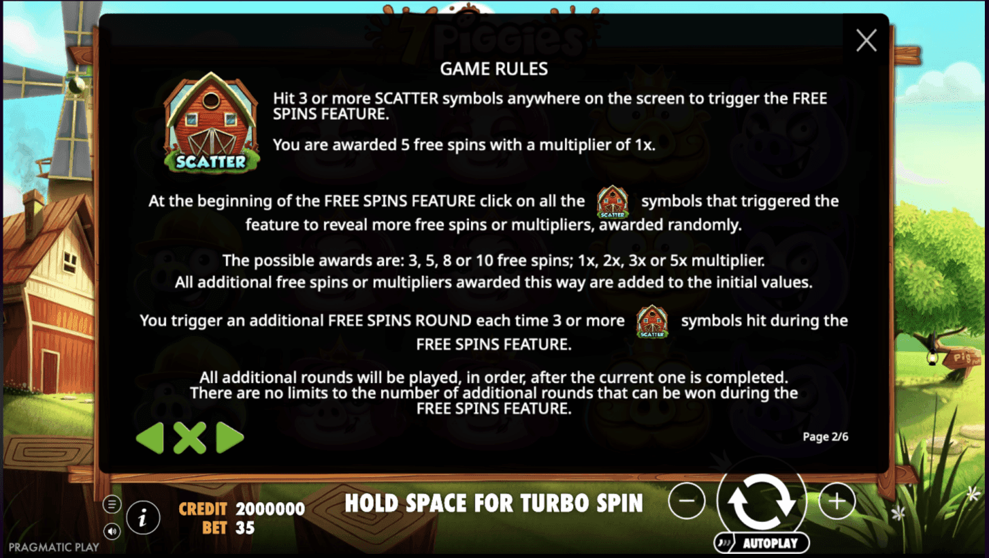 Free spins round 7 piggies