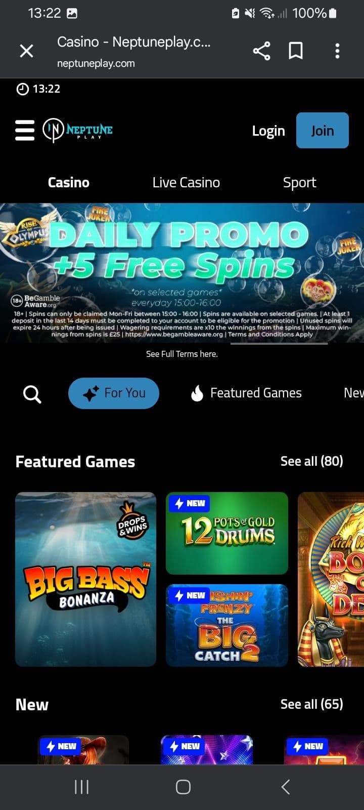 Go to Neptune Play’s homepage and click “Join.”