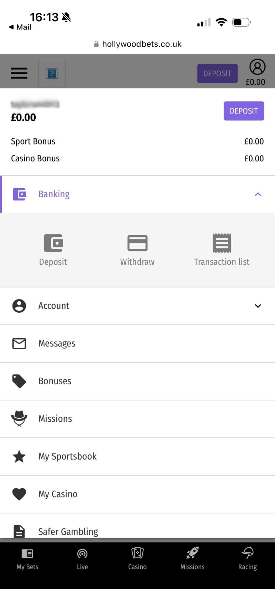 Go to the cashier and make your first deposit 