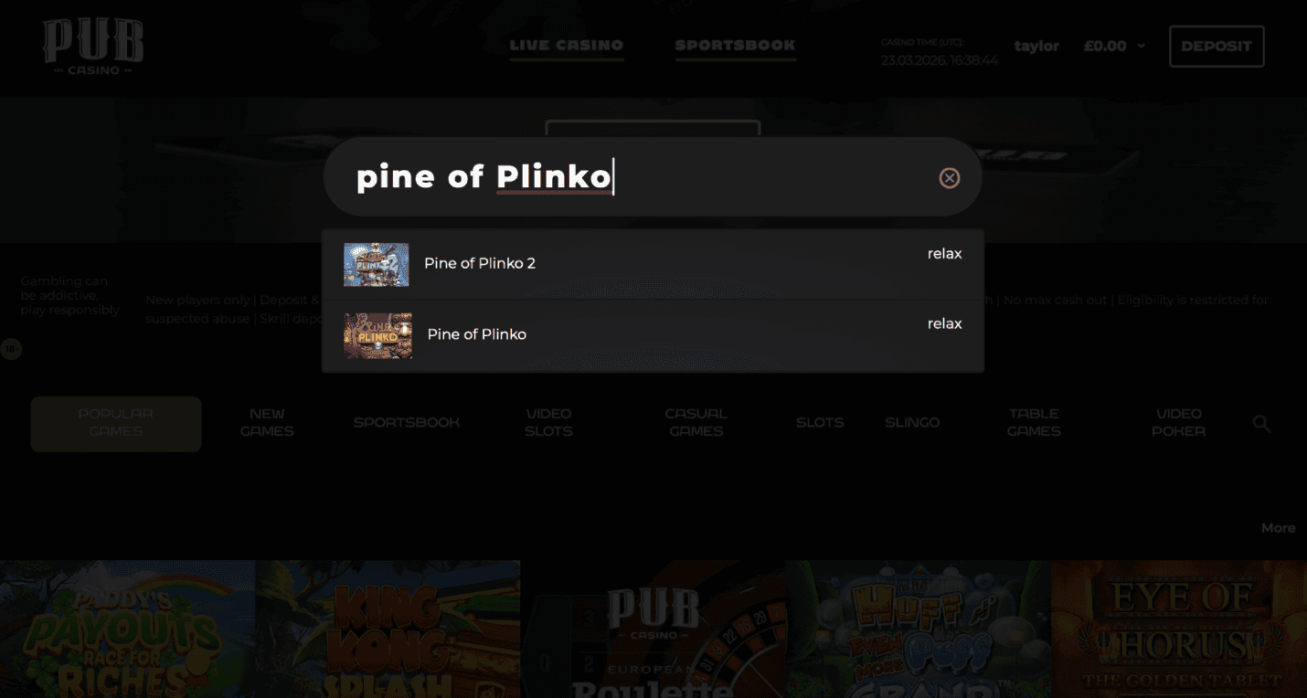 Head to the games lobby.