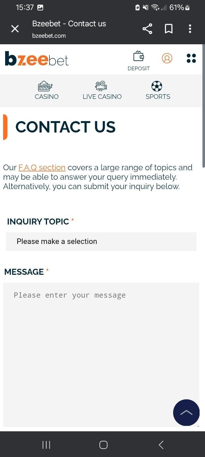 Contact Bzeebet UK Support