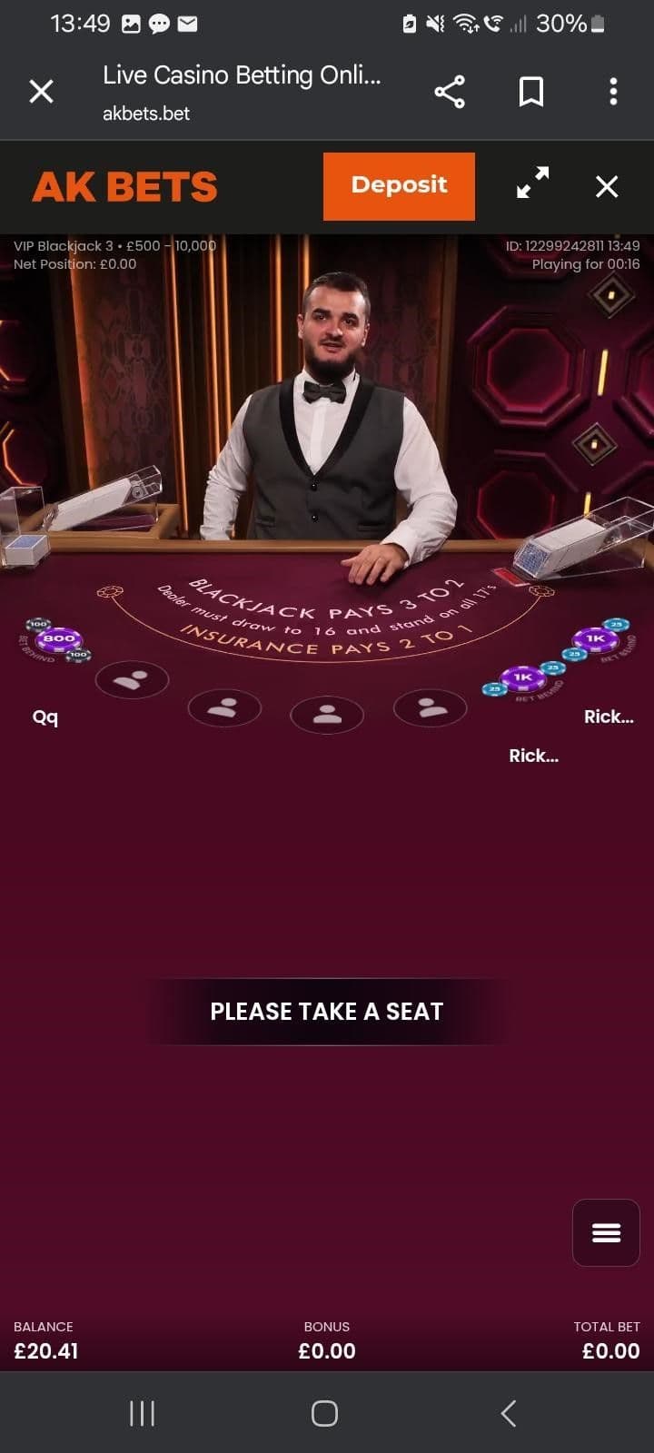 Join a table and start playing. 