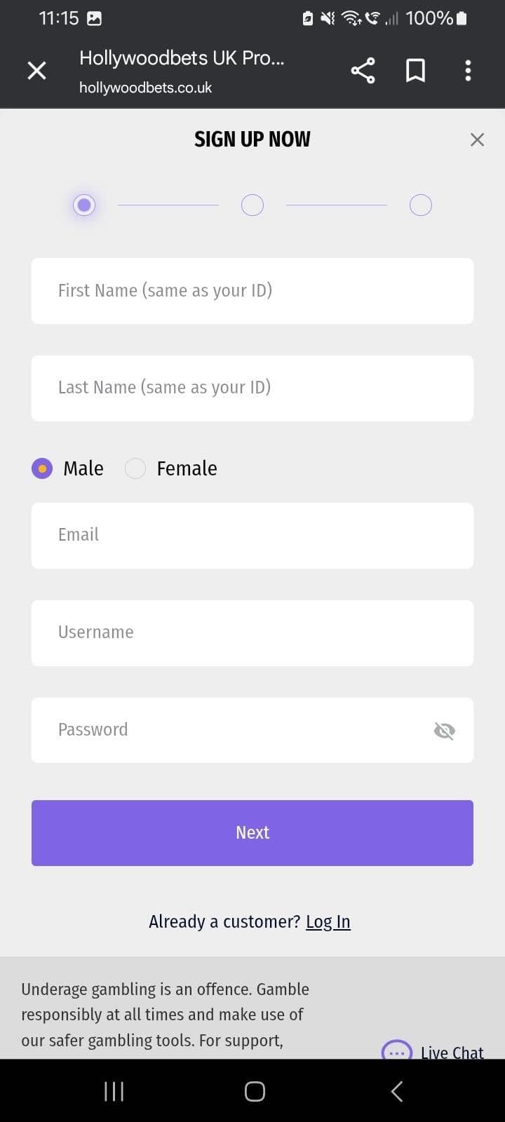 Just provide your personal information 