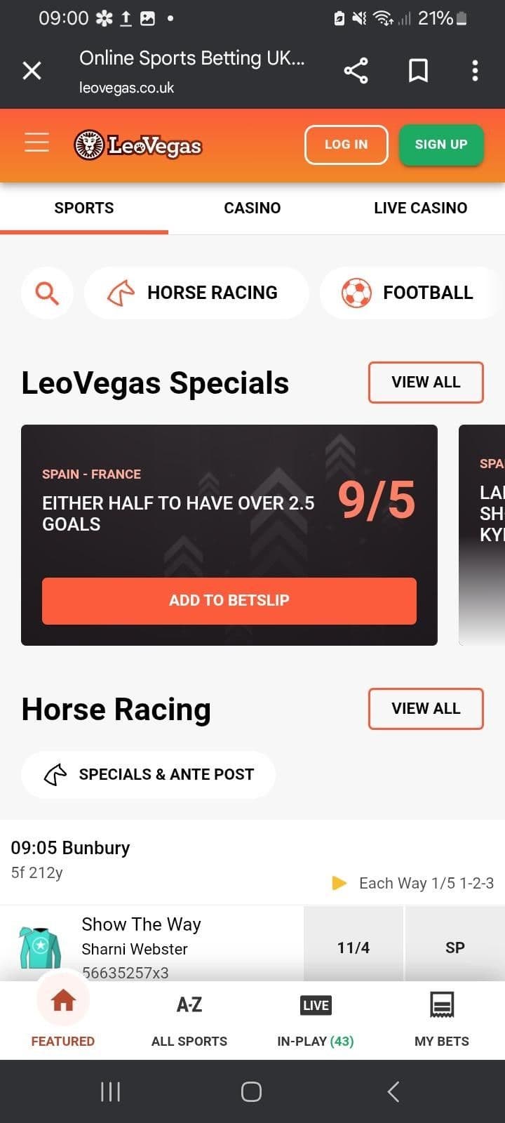 LeoVegas Sports Betting Review 