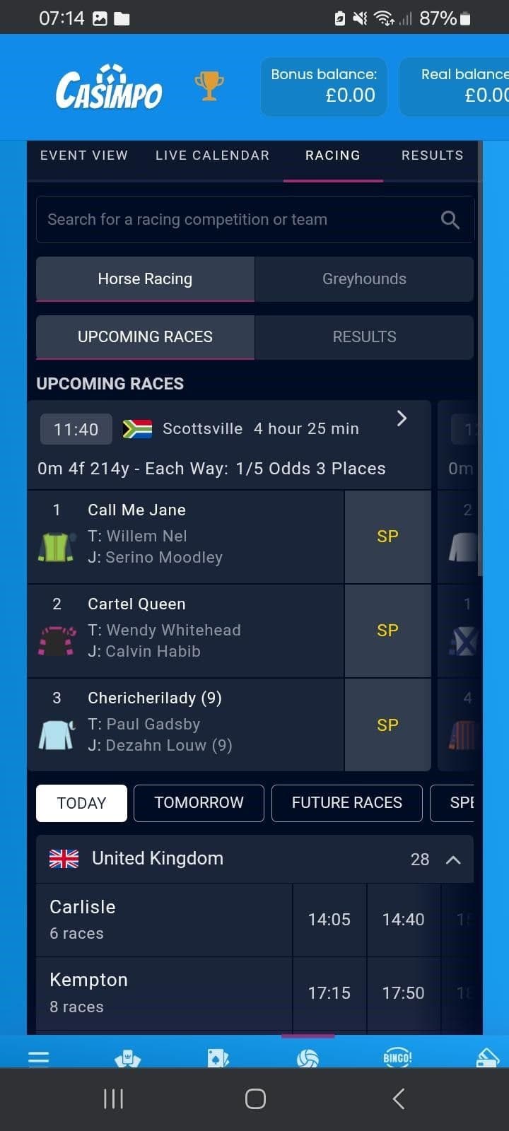 Live Betting & Streaming Casimpo