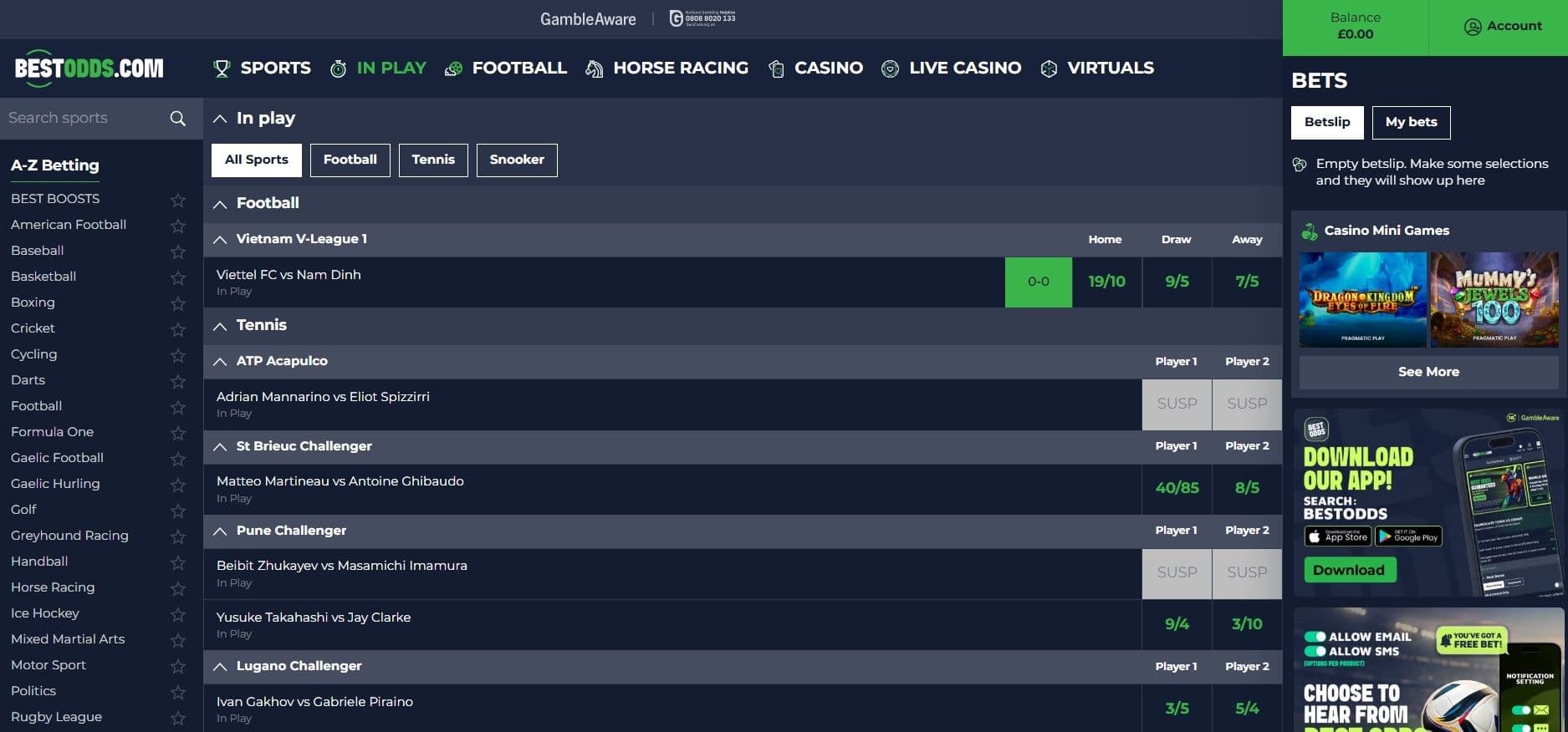 Live Betting & Streaming best odds