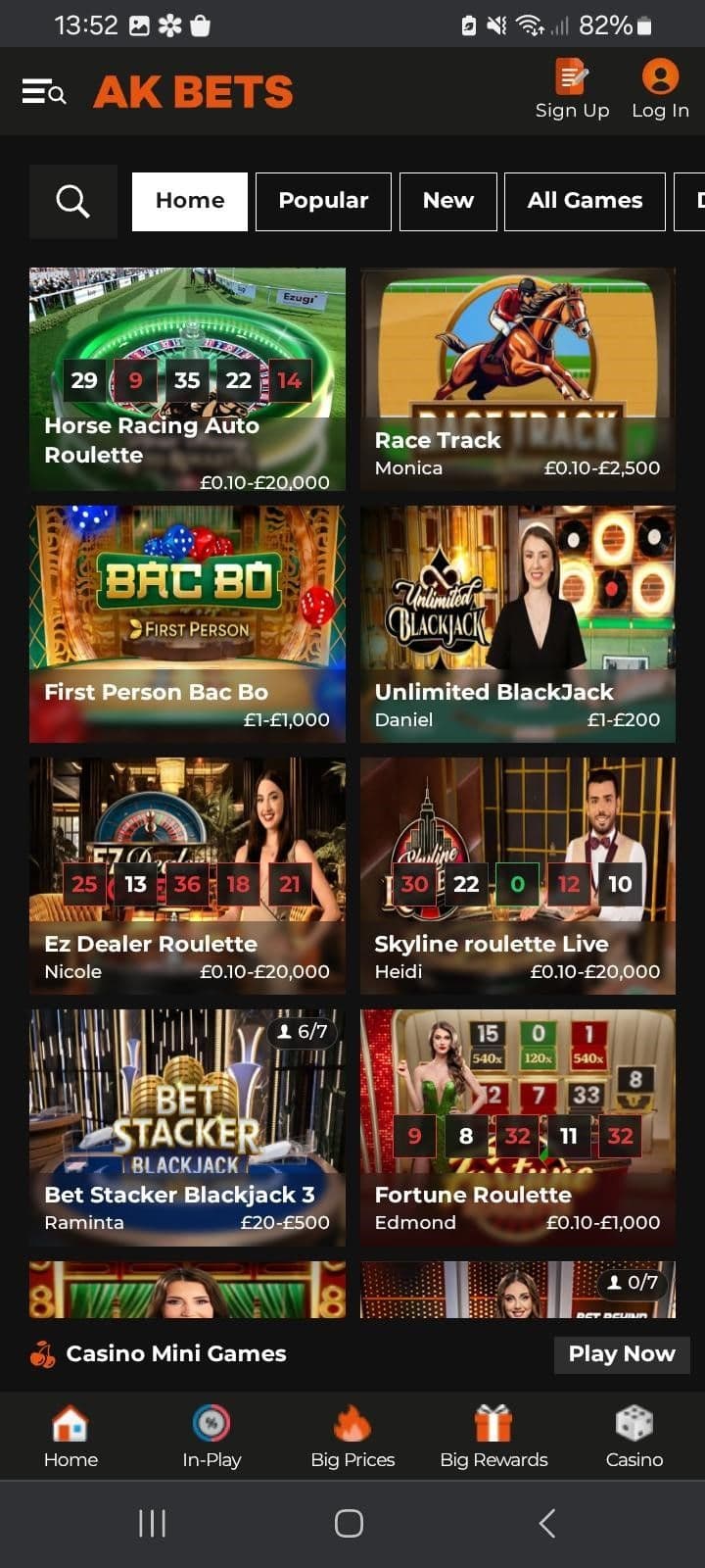 Live Dealer Games AK bets