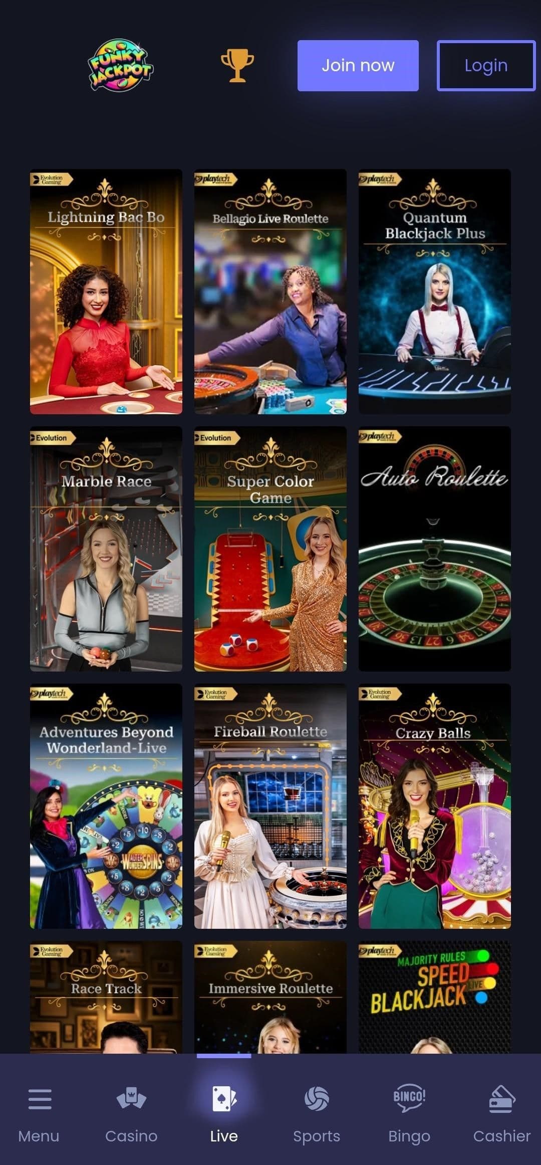 Live Dealer Games funky