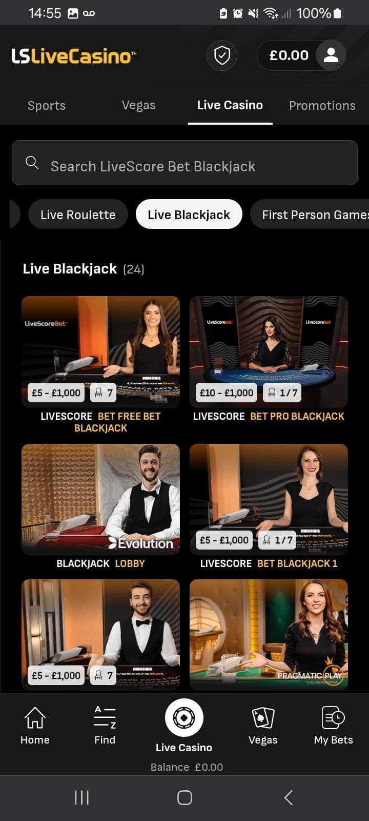 LiveScore Bet Casino Betting Limits