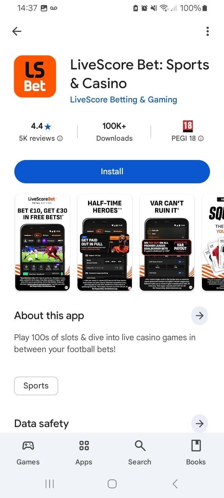 LiveScore Bet Mobile Experience