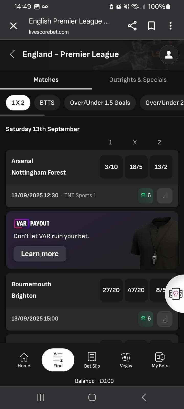 LiveScore Bet Sports Betting Odds 