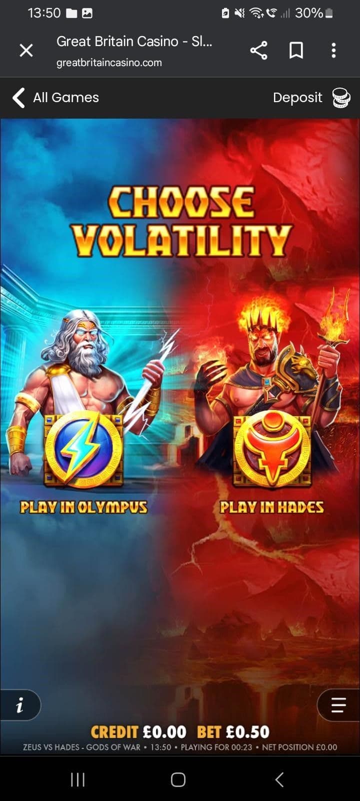 Load the game and select either Olympus